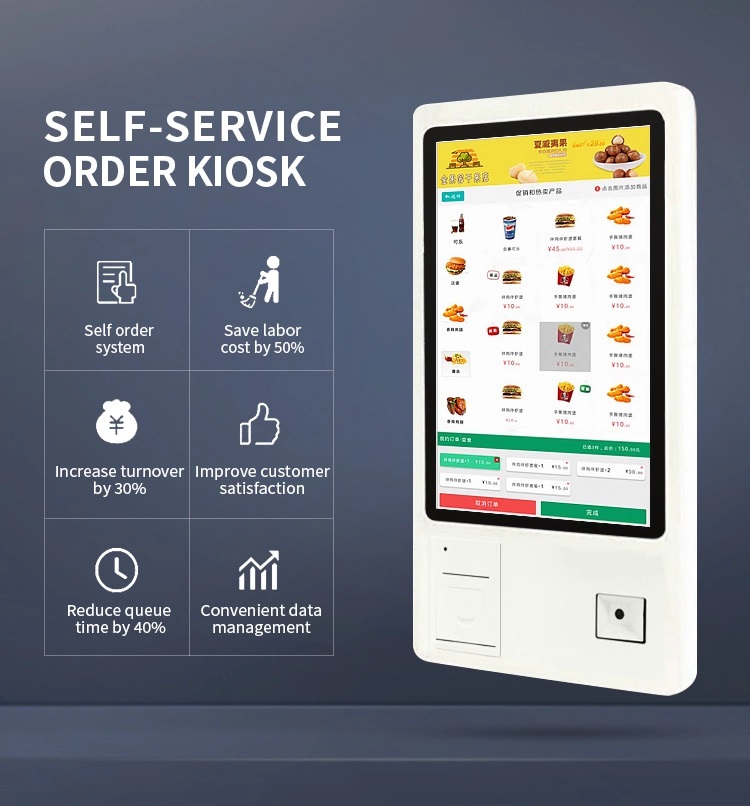 32 inch touch screen self service payment ordering kiosk for fast food McDonald'sKFCrestaurantsupermarket   (4)