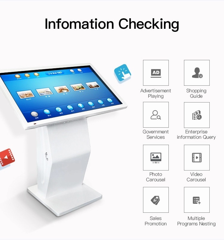 Horizontal Touch Screen Kiosk for shopping mall,hotel checking inchecking out self-service information checking (4)